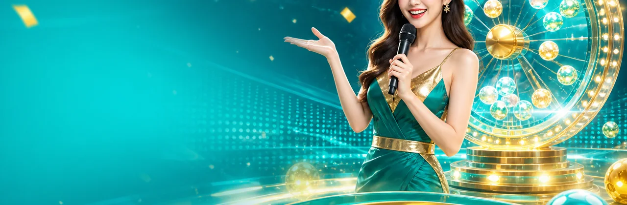Banner xổ số cwin với quả cầu số phát sáng và vòng quay pha lê